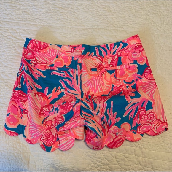 Lilly Pulitzer size 2 buttercup shorts pink floral blue short scalloped - Picture 6 of 7